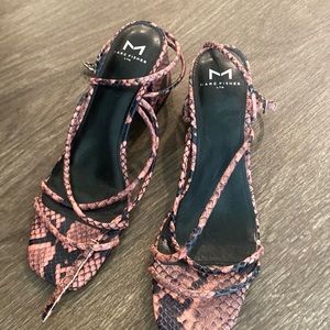 Marc fisher pink and black snakeskin heels